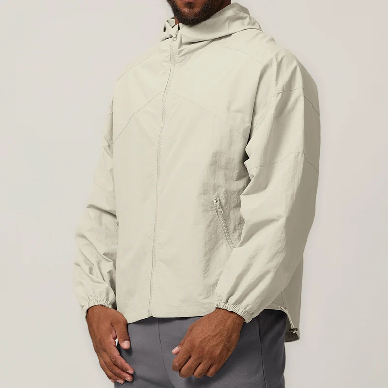 Herren Leichte Windjacke mit regulierbarem Kragen und seitlichen Reißverschlusstaschen Drune