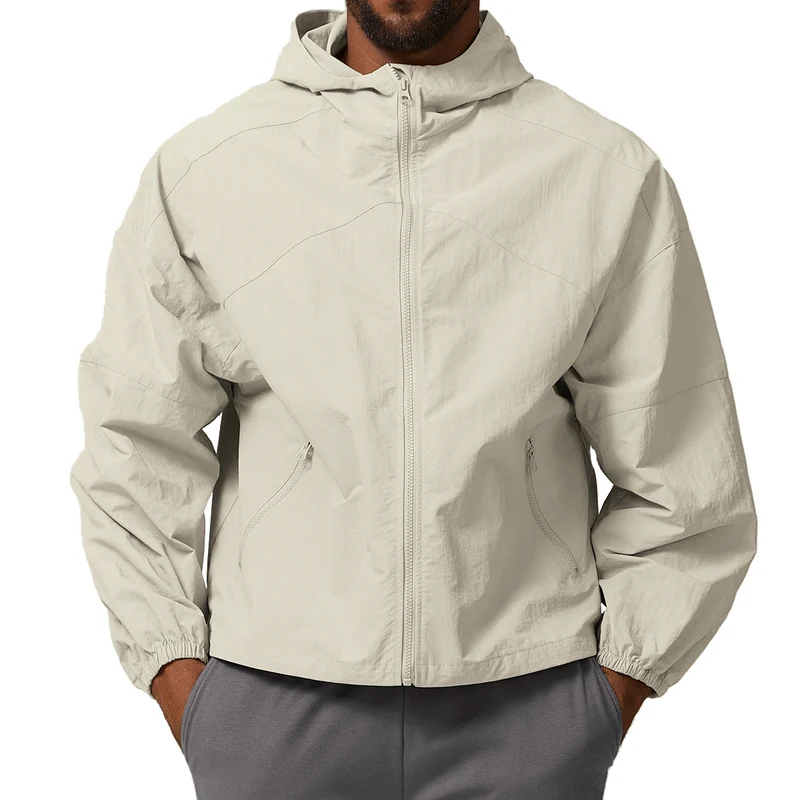 Herren Leichte Windjacke mit regulierbarem Kragen und seitlichen Reißverschlusstaschen Drune