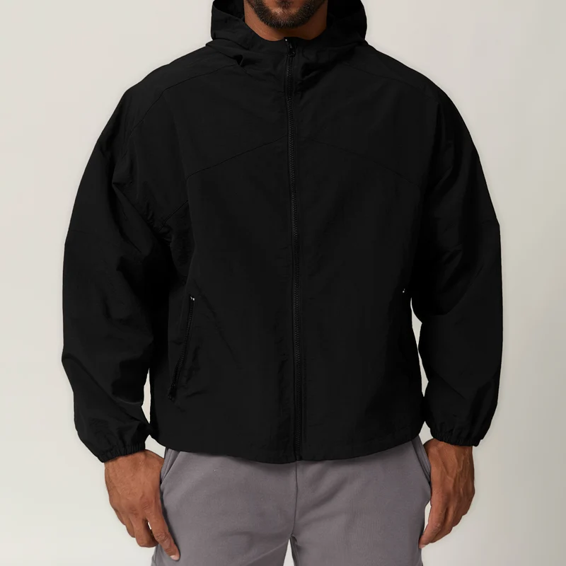 Herren Leichte Windjacke mit regulierbarem Kragen und seitlichen Reißverschlusstaschen Drune