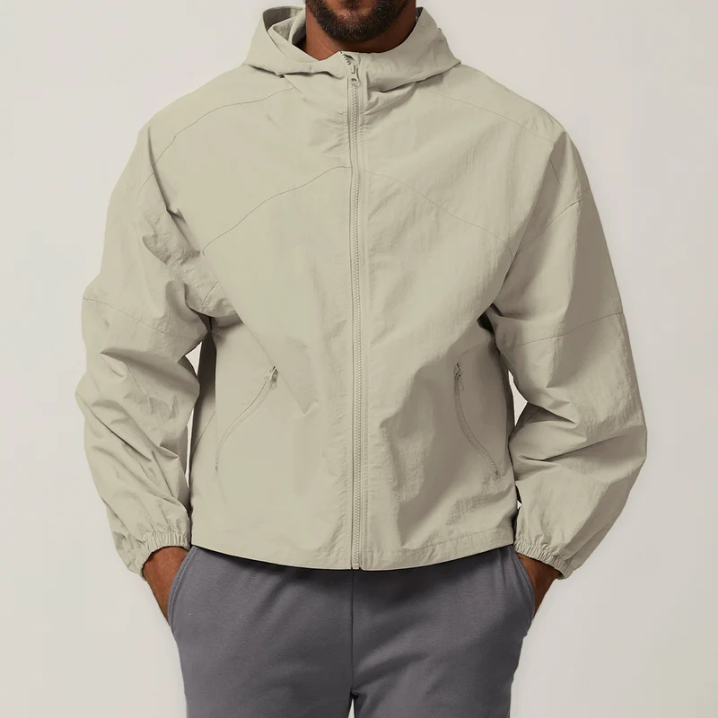 Herren Leichte Windjacke mit regulierbarem Kragen und seitlichen Reißverschlusstaschen Drune