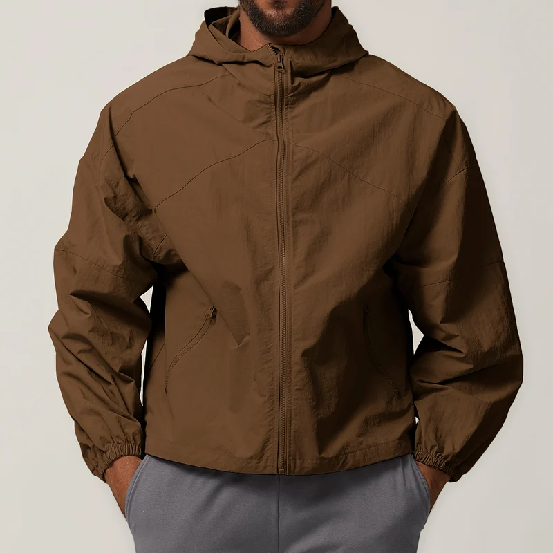 Herren Leichte Windjacke mit regulierbarem Kragen und seitlichen Reißverschlusstaschen Drune