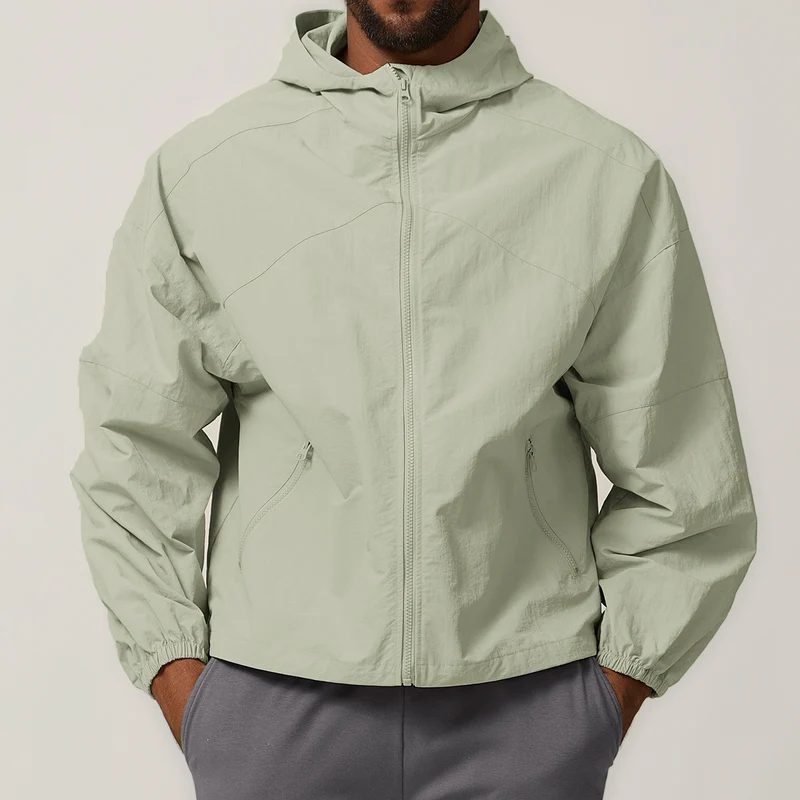 Herren Leichte Windjacke mit regulierbarem Kragen und seitlichen Reißverschlusstaschen Drune
