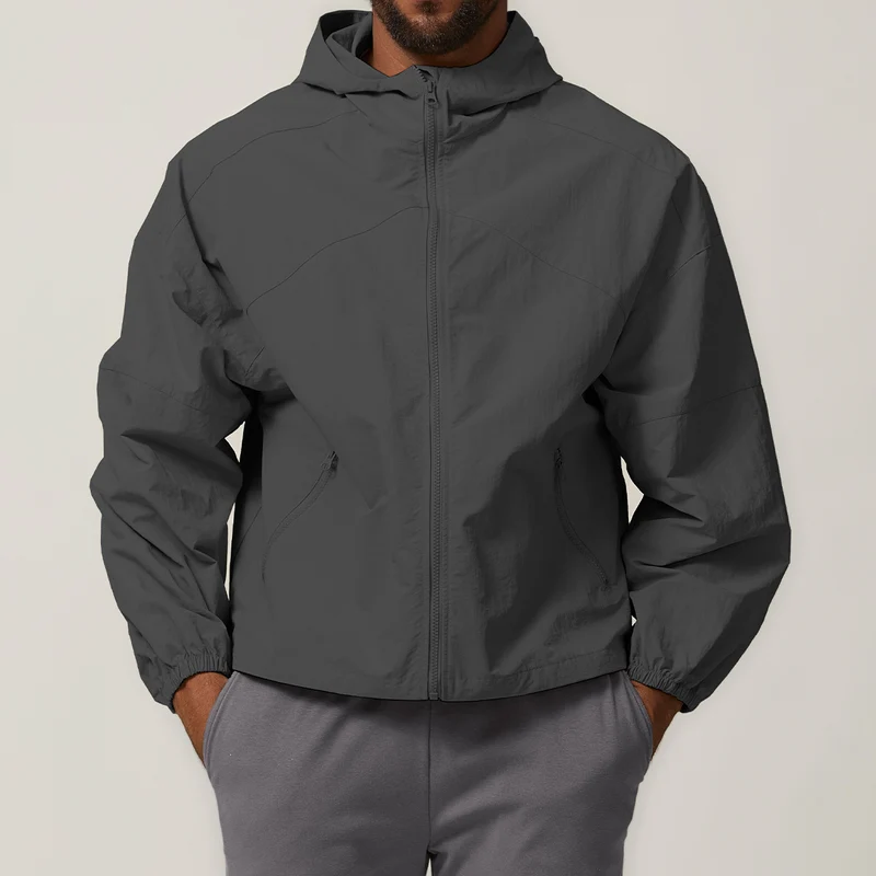 Herren Leichte Windjacke mit regulierbarem Kragen und seitlichen Reißverschlusstaschen Drune