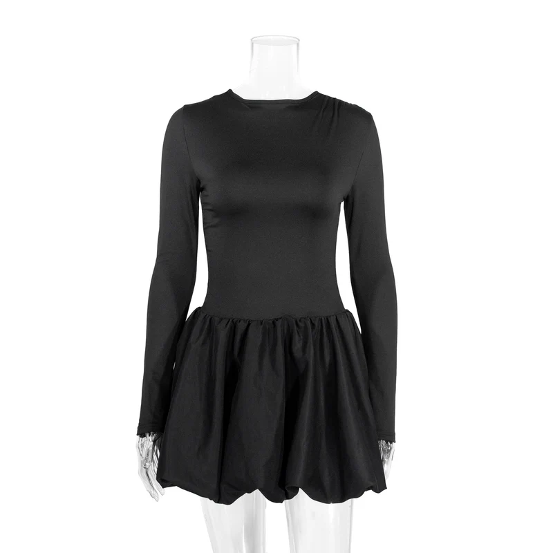 Damen Figurumspielendes Kleid mit langen Ärmeln und gerafftem Saum Drune