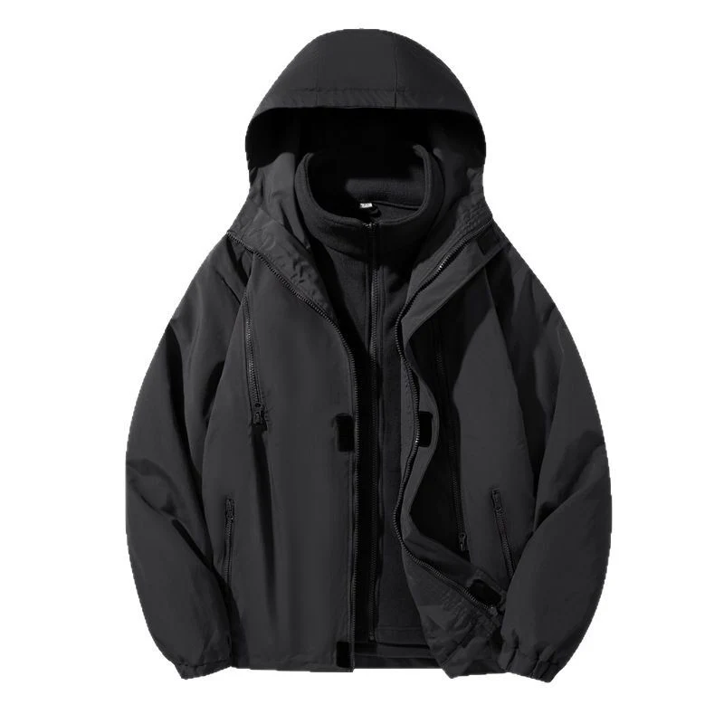 Herren zweiteiliger Regen- und Thermojacke mit abnehmbarer Fleece-Innenjacke und winddichter Membran Drune