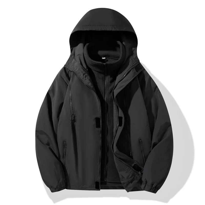 Herren zweiteiliger Regen- und Thermojacke mit abnehmbarer Fleece-Innenjacke und winddichter Membran Drune