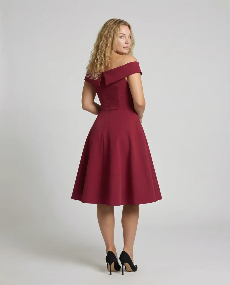 Damen schulterfreies Midikleid mit Korselett