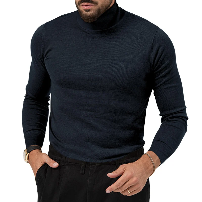 Herren nan Slim-Fit Rollkragenpullover Feinstrick mit Stretch, schmaler Silhouette und gerippten Bündchen Drune