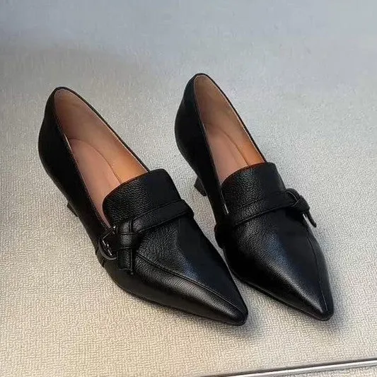Damen elegante spitze Ballerinas mit feinem Riemen Drune