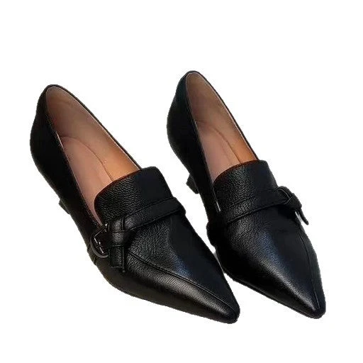 Damen elegante spitze Ballerinas mit feinem Riemen Drune
