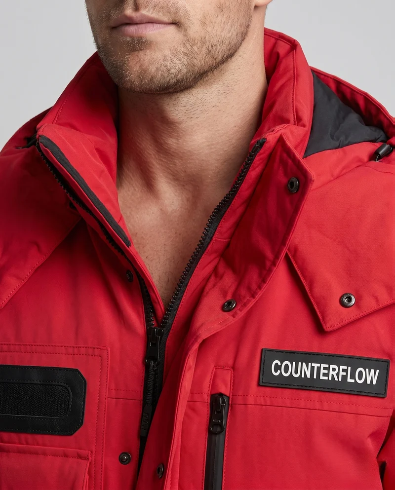 Herren längerer wasserdichter thermischer Parka mit Kapuze und reflektierenden Akzenten Drune