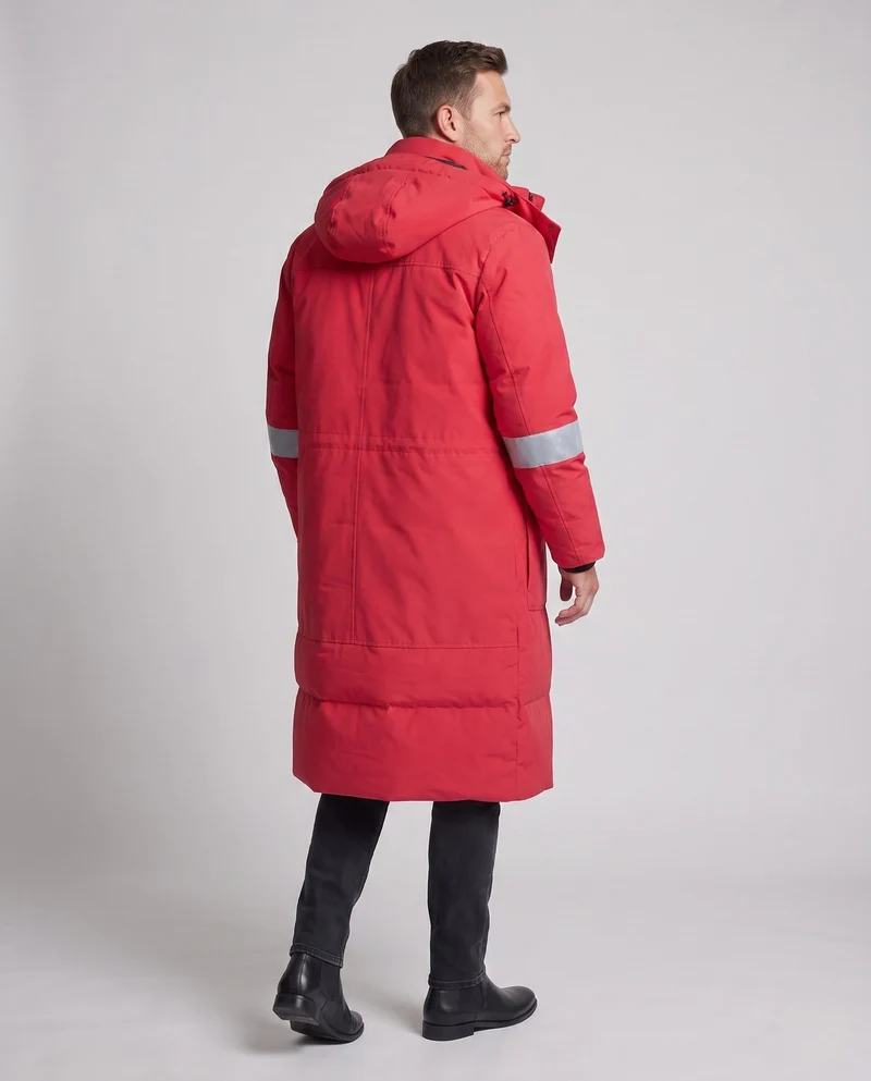 Herren längerer wasserdichter thermischer Parka mit Kapuze und reflektierenden Akzenten Drune