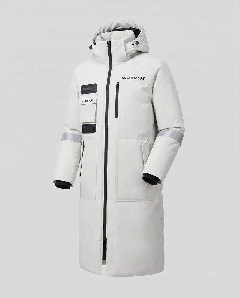 Herren längerer wasserdichter thermischer Parka mit Kapuze und reflektierenden Akzenten Drune