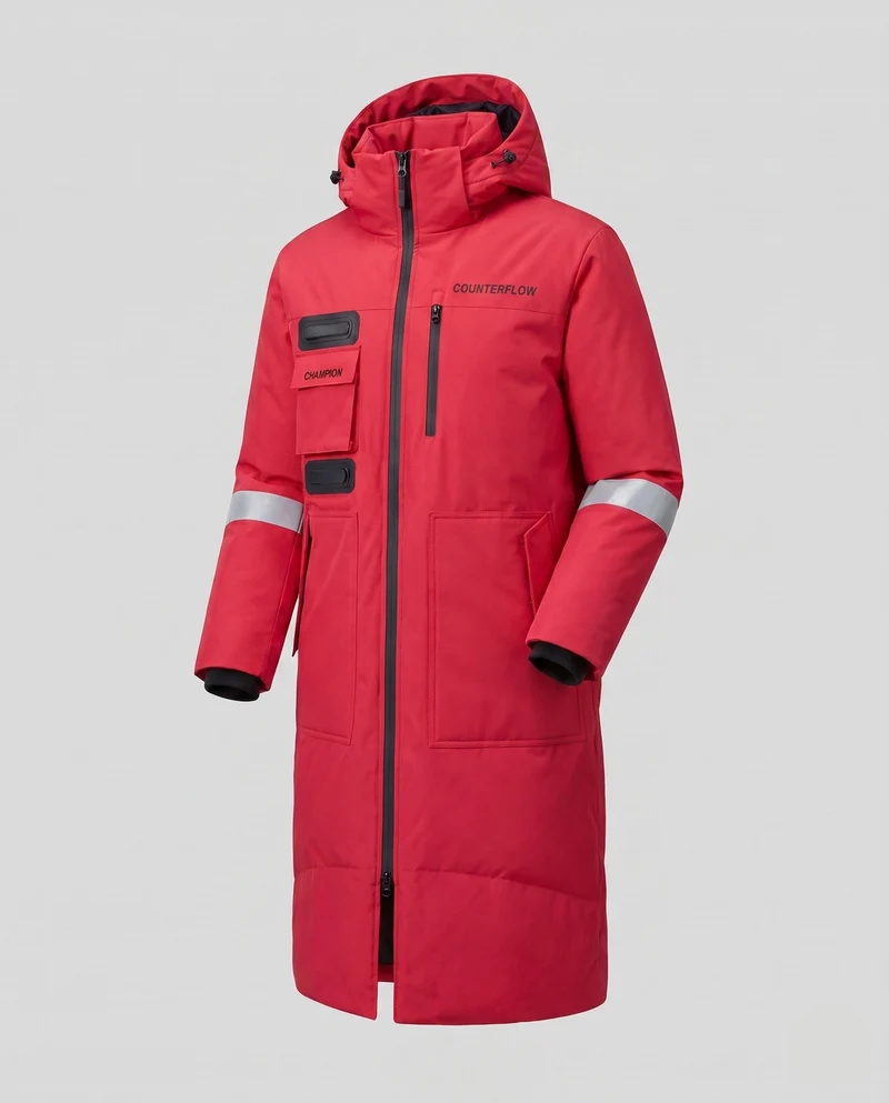 Herren längerer wasserdichter thermischer Parka mit Kapuze und reflektierenden Akzenten Drune