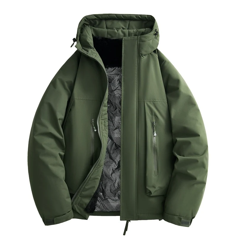 Herren wasserabweisende gefütterte Winterjacke mit Kapuze und weichem Fleece-Innenfutter Drune