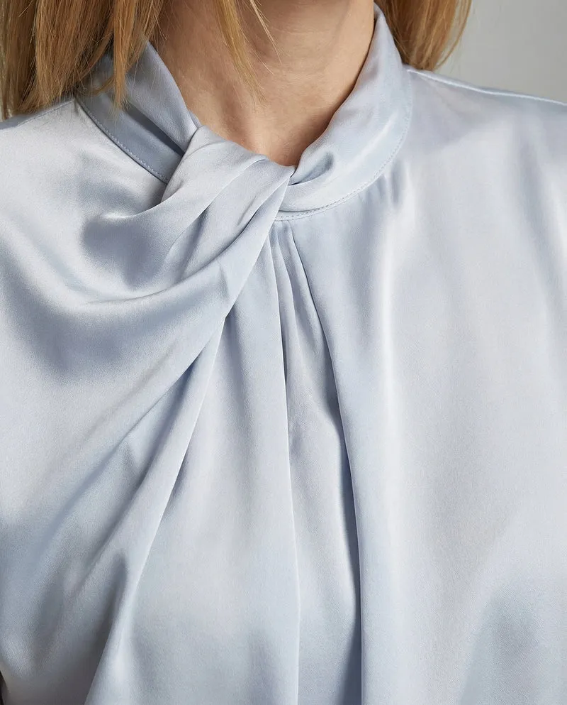 Satin Schluppenbluse Damen Kurzarm