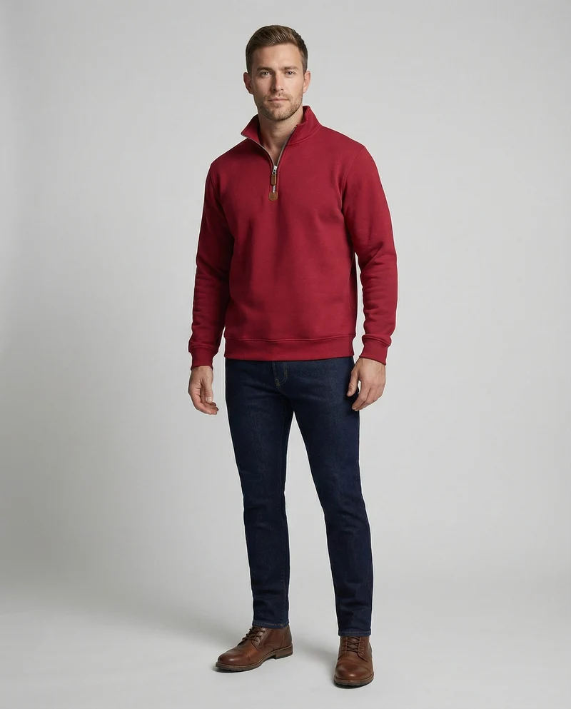 Herren Sportpullover mit modernem Stehkragen und Reißverschluss Drune