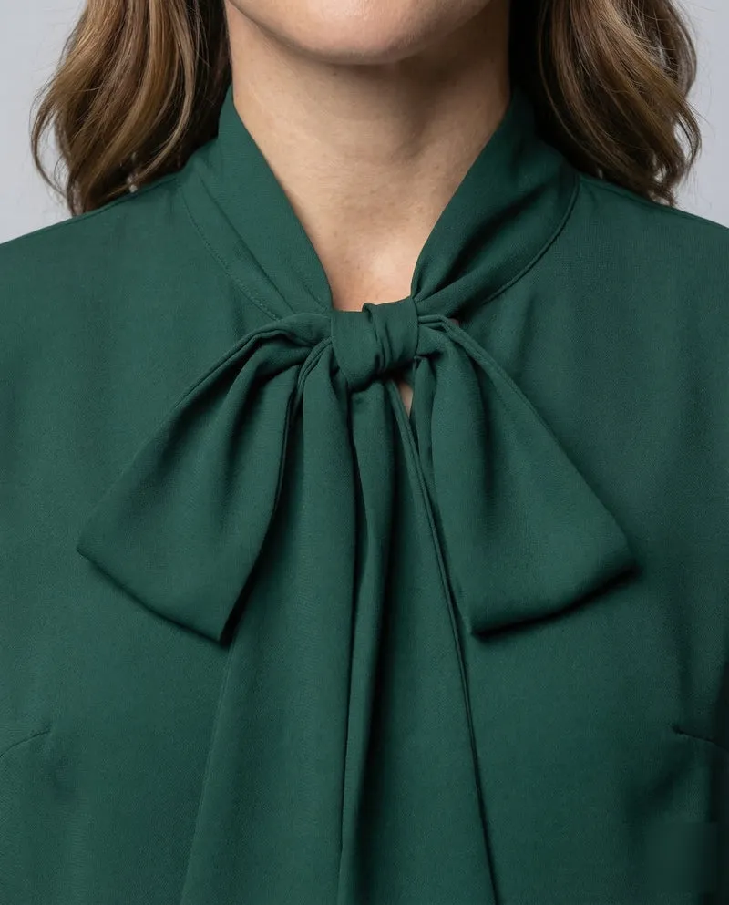 Damen Chiffonbluse Schleifenkragen