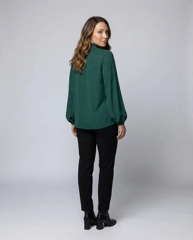Damen Chiffonbluse Schleifenkragen