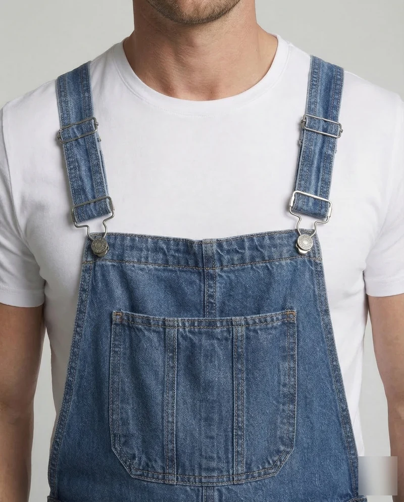 Herren Jeans Latzhose aus Robuster Denim mit Verstellbaren Trägern & Praktischen Taschen | Drune
