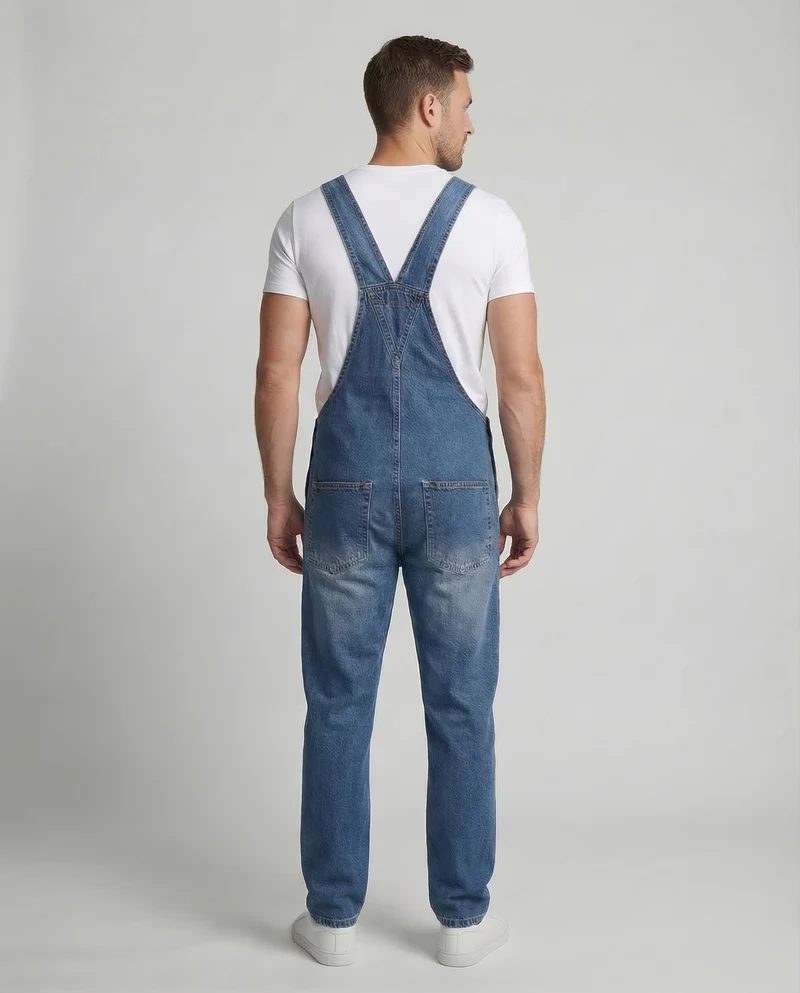 Herren Jeans Latzhose aus Robuster Denim mit Verstellbaren Trägern & Praktischen Taschen | Drune