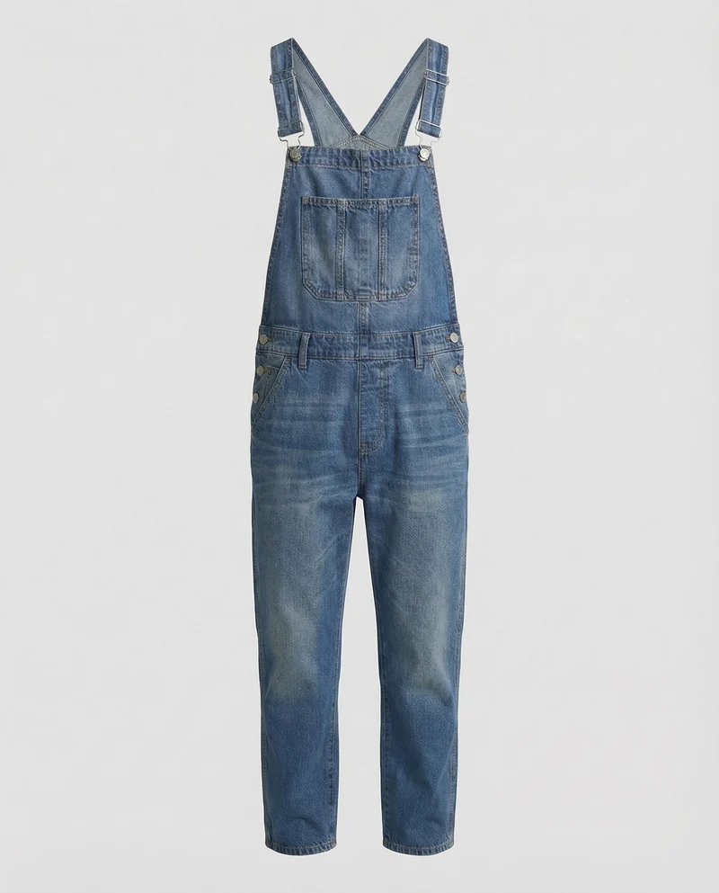 Herren Jeans Latzhose aus Robuster Denim mit Verstellbaren Trägern & Praktischen Taschen | Drune