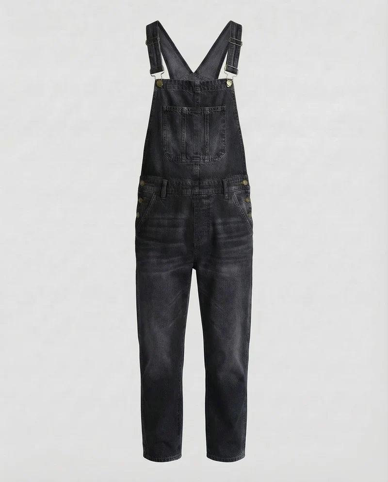 Herren Jeans Latzhose aus Robuster Denim mit Verstellbaren Trägern & Praktischen Taschen | Drune