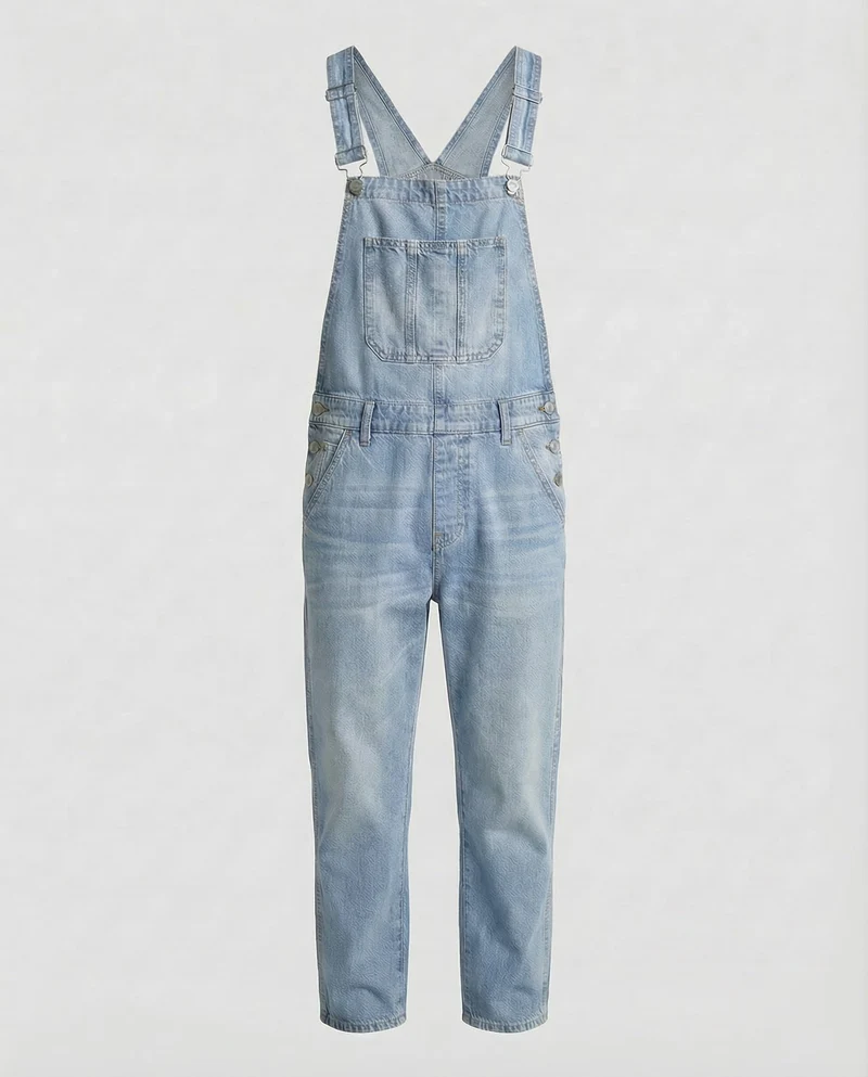 Herren Jeans Latzhose aus Robuster Denim mit Verstellbaren Trägern & Praktischen Taschen | Drune
