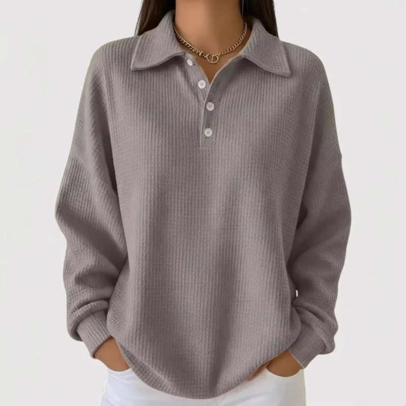 Damen Lässiges Waffel-Pullover