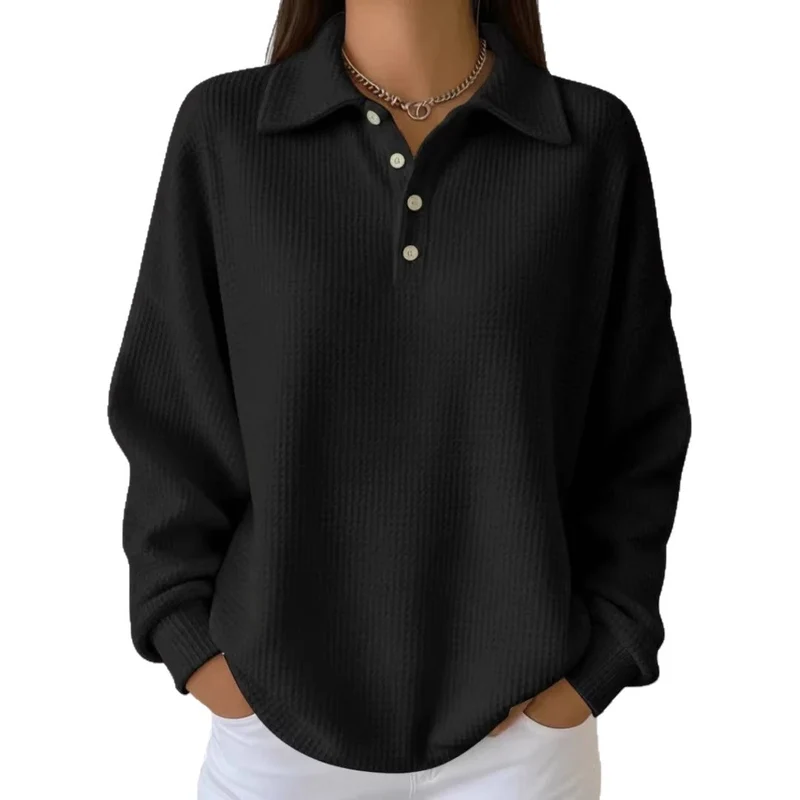 Damen Lässiges Waffel-Pullover