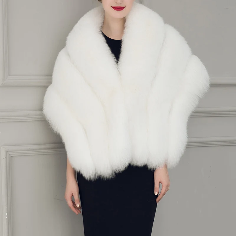 Damen luxuriöser Eleganter Kunstpelz-Cape Drune