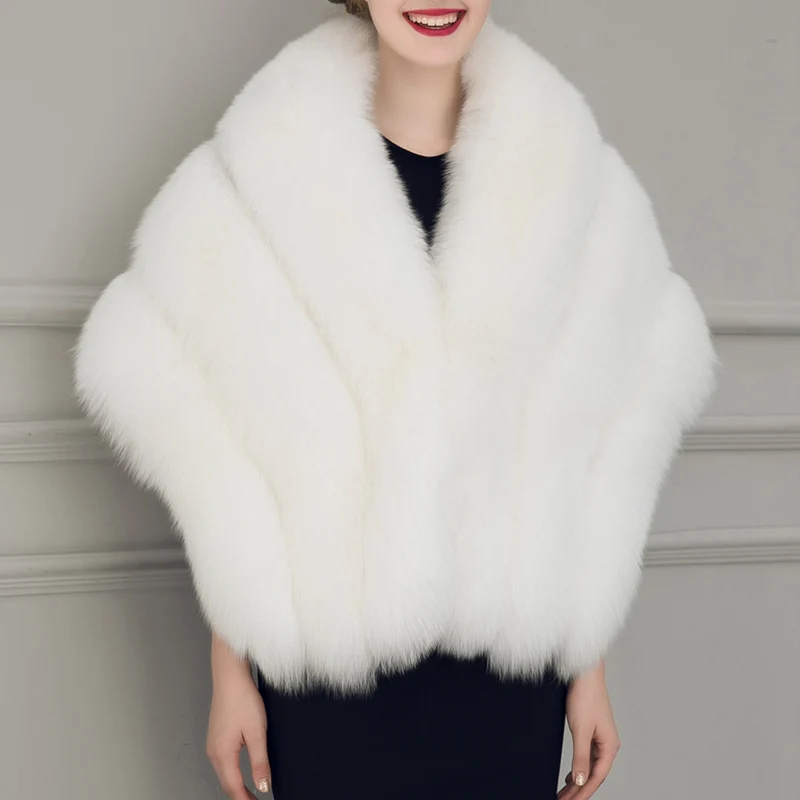 Damen luxuriöser Eleganter Kunstpelz-Cape Drune