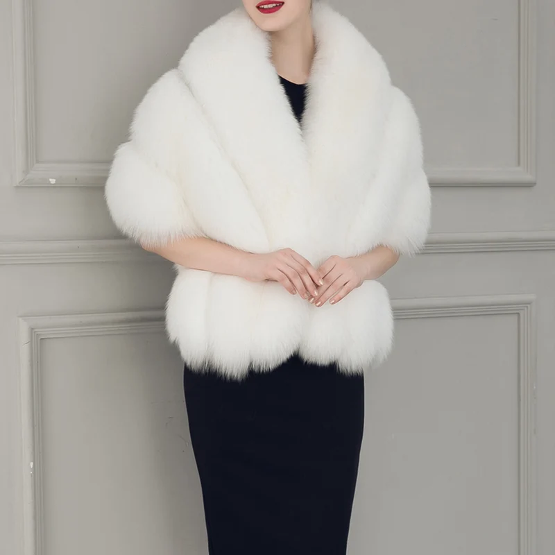 Damen luxuriöser Eleganter Kunstpelz-Cape Drune