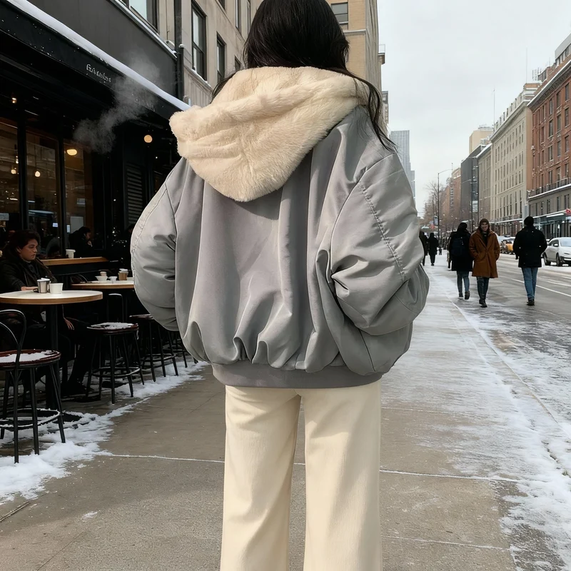Thermo Komfort Oversized Fleece Wintermantel Damen