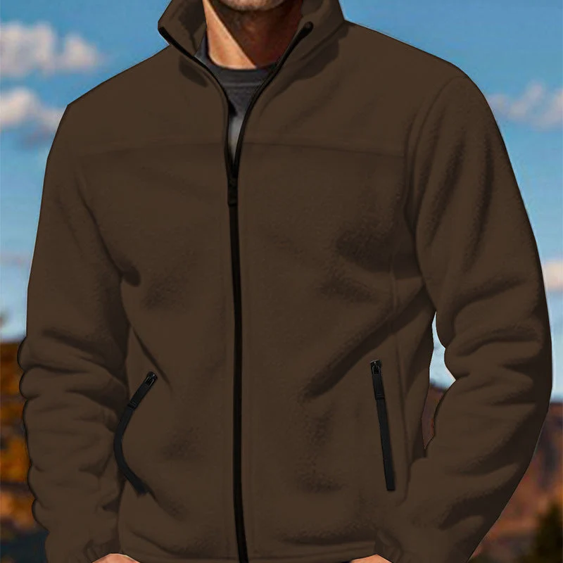 Herren Fleecejacke mit hochschließendem Kragen und Reißverschlusstaschen Drune