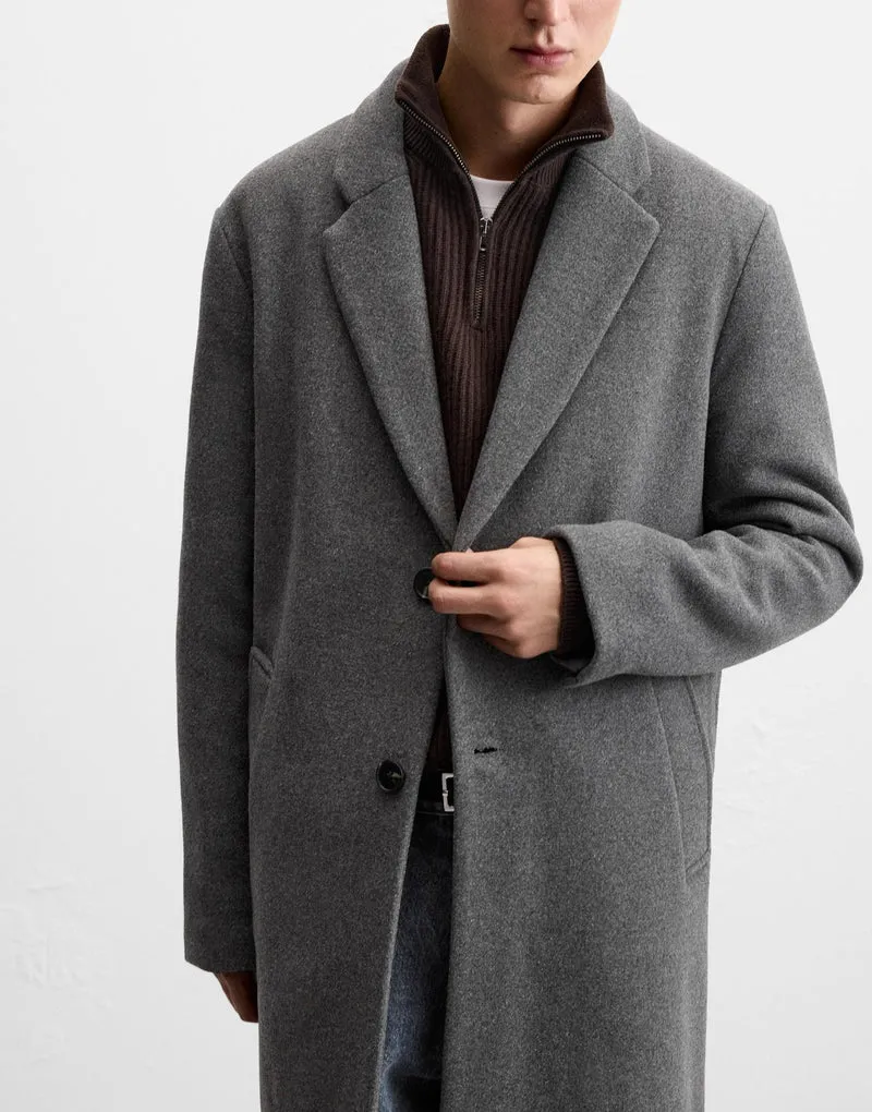 Herren eleganter Wollmantel mit klassischem Schnitt und bequemen Taschen Drune