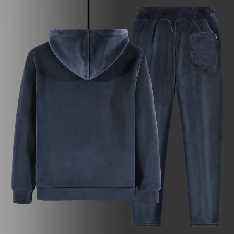 Herren Fleece-Freizeitanzug mit Kapuzenjacke und Thermo-Jogginghose Drune