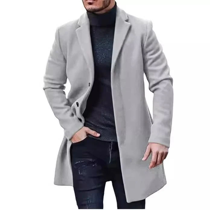 Herren eleganter Langmantel mit schmalem Schnitt Drune