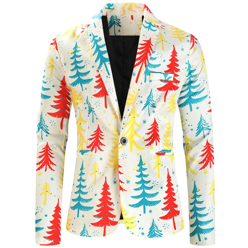 Damen Weihnachtliches Slim-Fit-Sakko mit Allover Rentier- und Tannenbaum-Print Drune