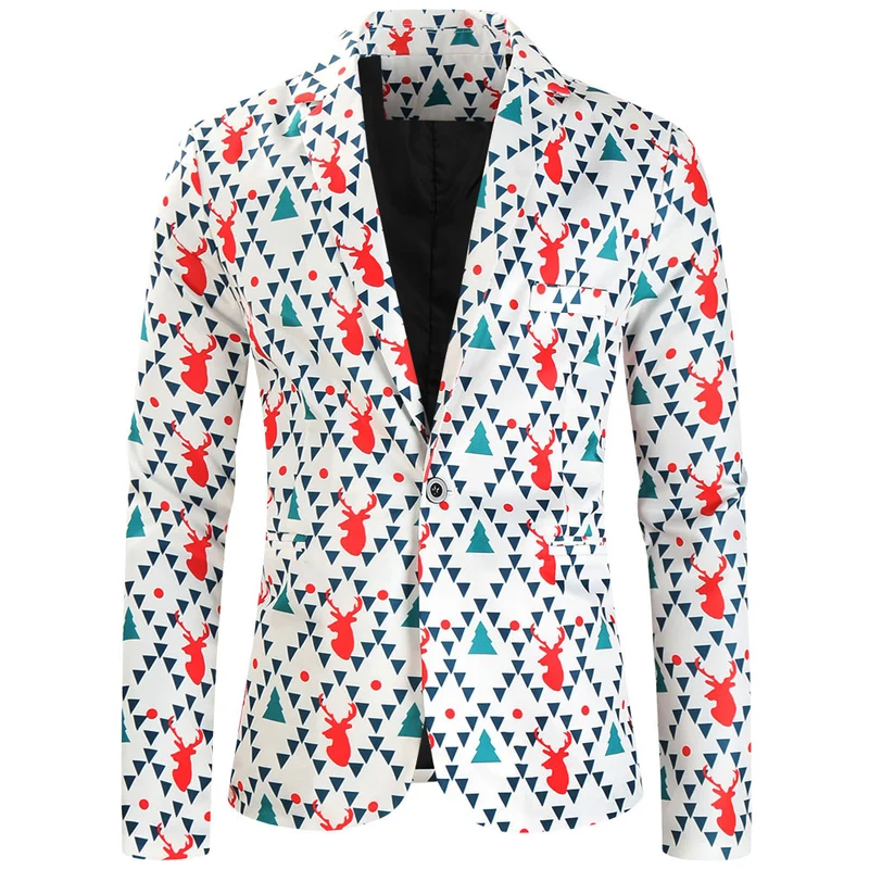 Damen Weihnachtliches Slim-Fit-Sakko mit Allover Rentier- und Tannenbaum-Print Drune