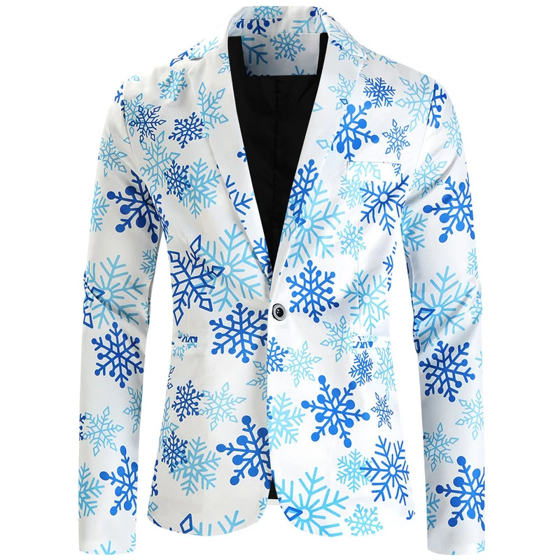 Damen Weihnachtliches Slim-Fit-Sakko mit Allover Rentier- und Tannenbaum-Print Drune