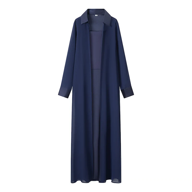 Damen Langer Chiffon-Überwurfmantel mit integriertem Cami-Kleid Drune