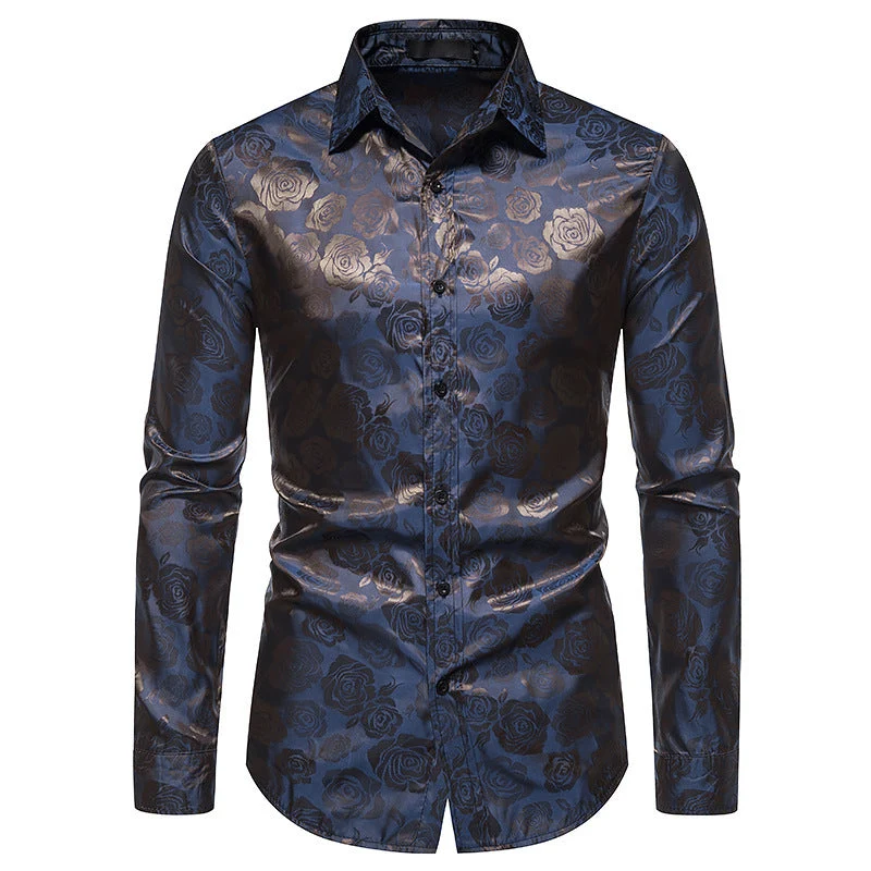 Herren Hemd mit floralen Prägungen und elegantem Glanz Drune