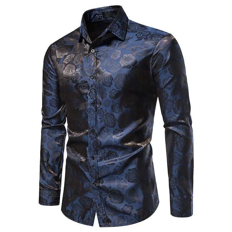 Herren Hemd mit floralen Prägungen und elegantem Glanz Drune