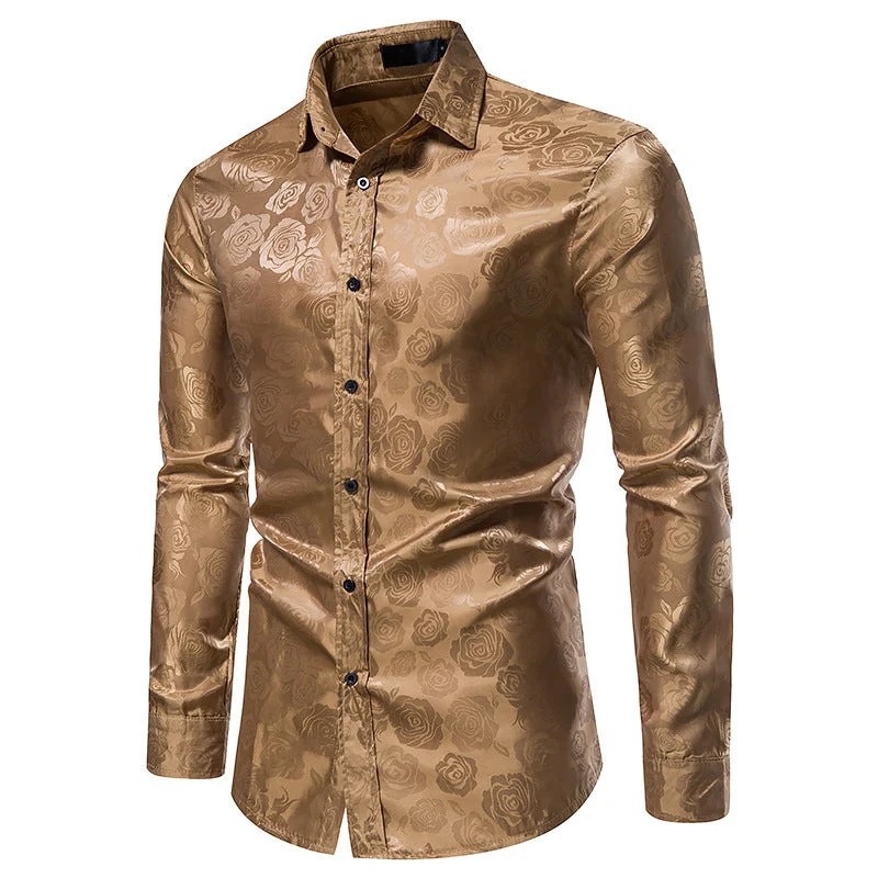 Herren Hemd mit floralen Prägungen und elegantem Glanz Drune
