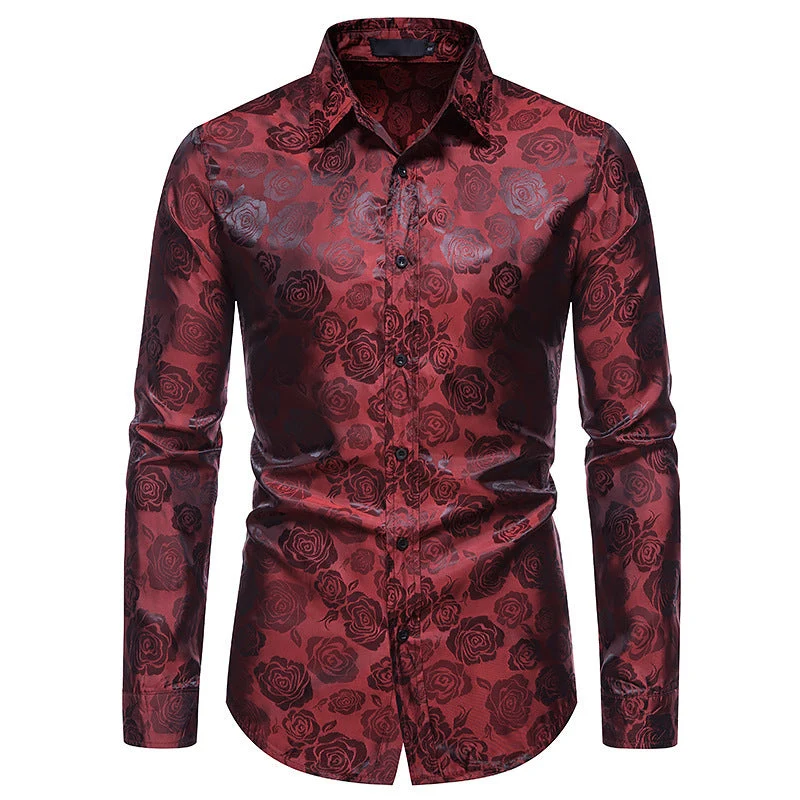 Herren Hemd mit floralen Prägungen und elegantem Glanz Drune