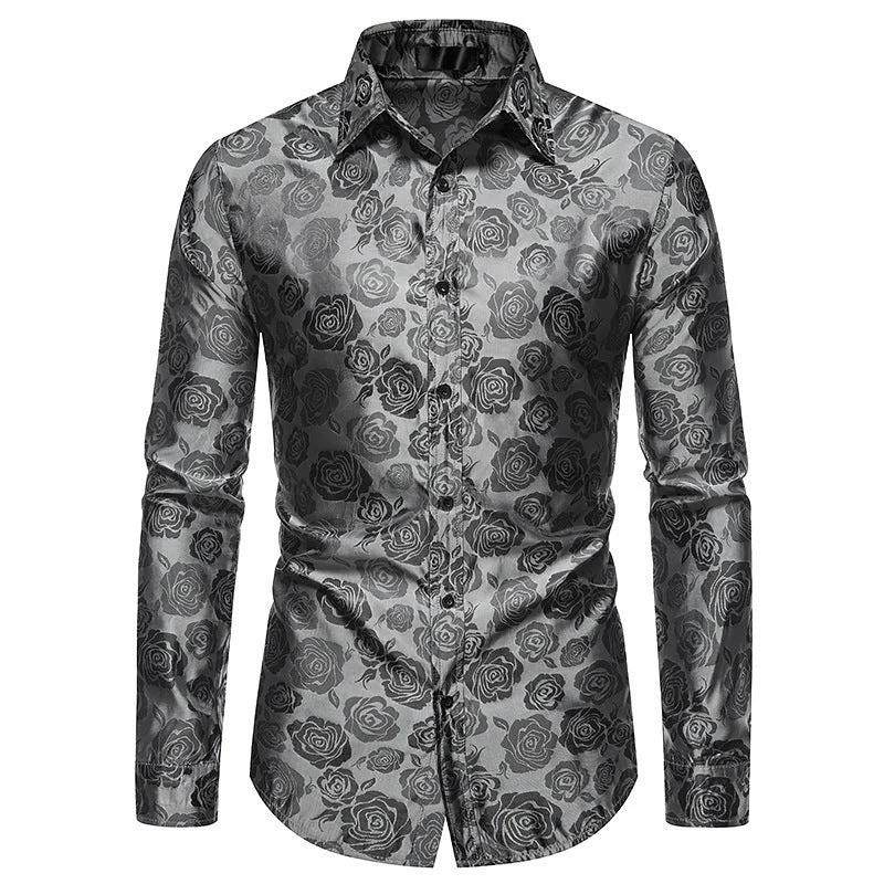 Herren Hemd mit floralen Prägungen und elegantem Glanz Drune