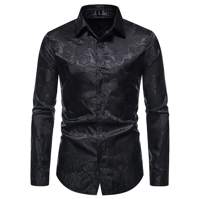 Herren Hemd mit floralen Prägungen und elegantem Glanz Drune