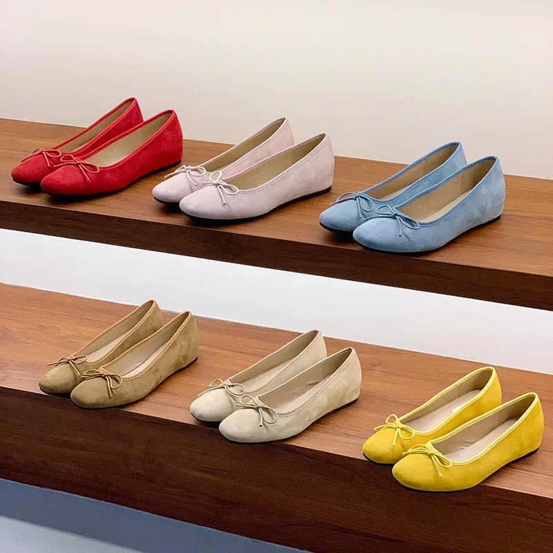 Damen Ballerinas aus hochwertigem Wildleder mit verspieltem Schleifen-Detail Drune