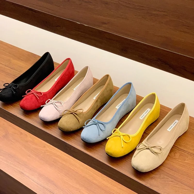 Damen Ballerinas aus hochwertigem Wildleder mit verspieltem Schleifen-Detail Drune